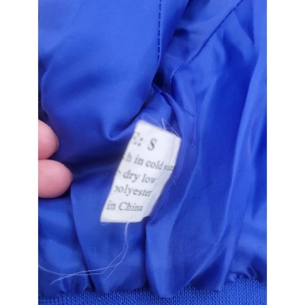 K-9U Blue Satin Dog Varsity Jacket Small Embroidered Pet apperal Bomber Coat